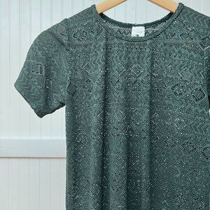 Dreamwave Kids Swimsuit Cover Up Mesh Green Blue Diamond Pattern Short Sleeve